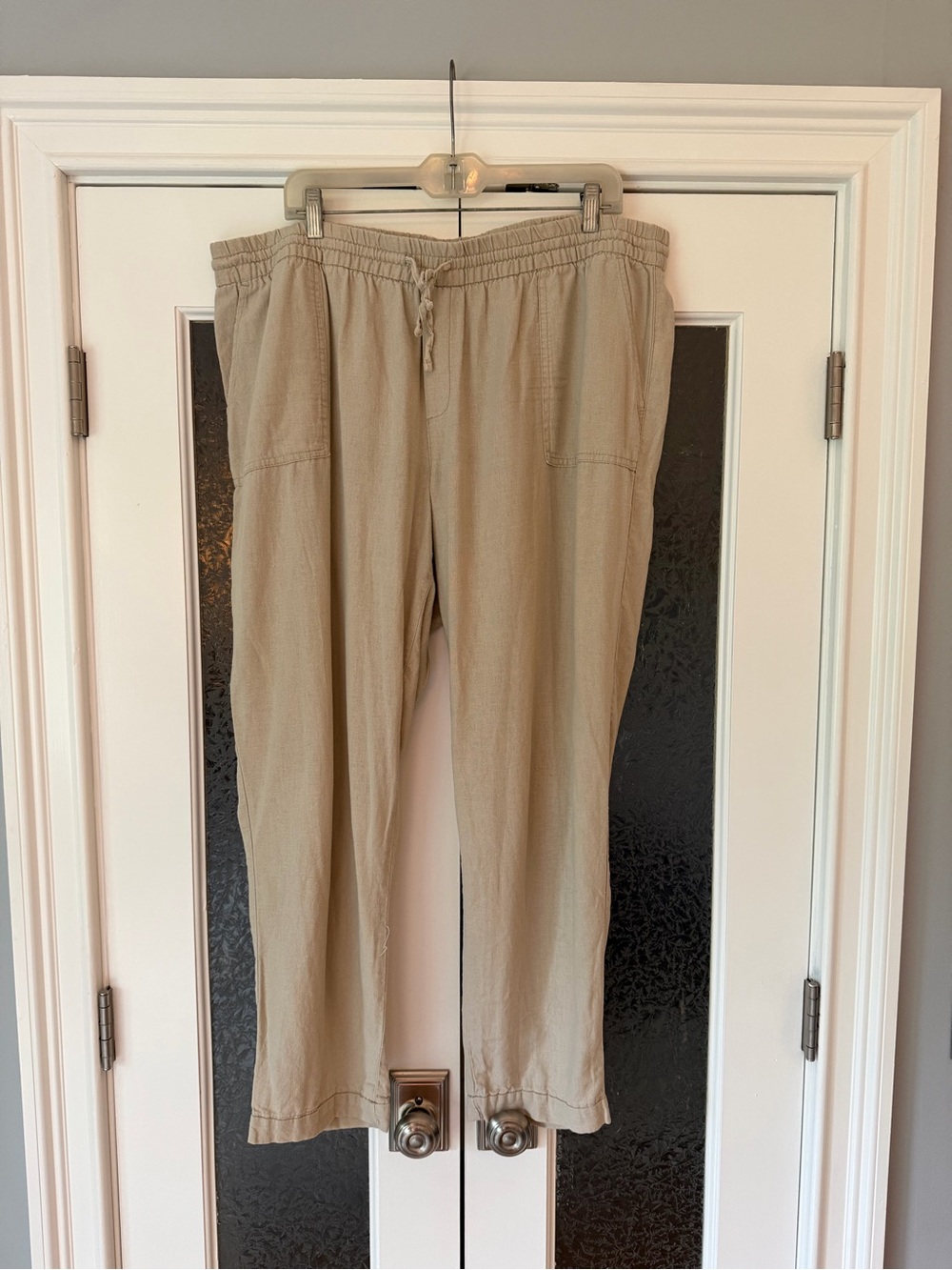 Elastic Waist Cotton Loose Straight Leg Pants